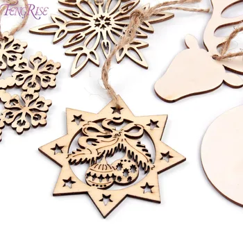 

FENGRISE Wooden Snowflakes Christmas Tree Garland Wood Christmas Ornament Christmas Decorations For Home Xmas Noel Party Favors