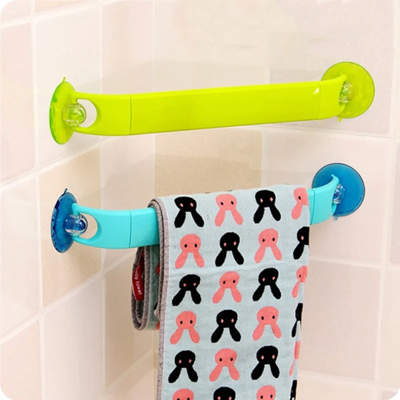 Bathroom Towel Holder Waterproof Rod Powerful Suction Cup Washcloth