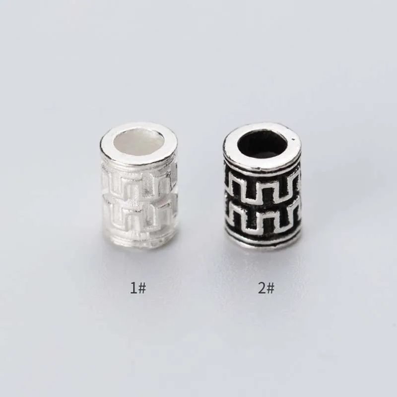 

2pcs/lot 925 Sterling Silver Tube Beads 6x5mm Geometry Pattern Barrel Spacer Beads DIY Jewelry Making Women Men Beading Charms