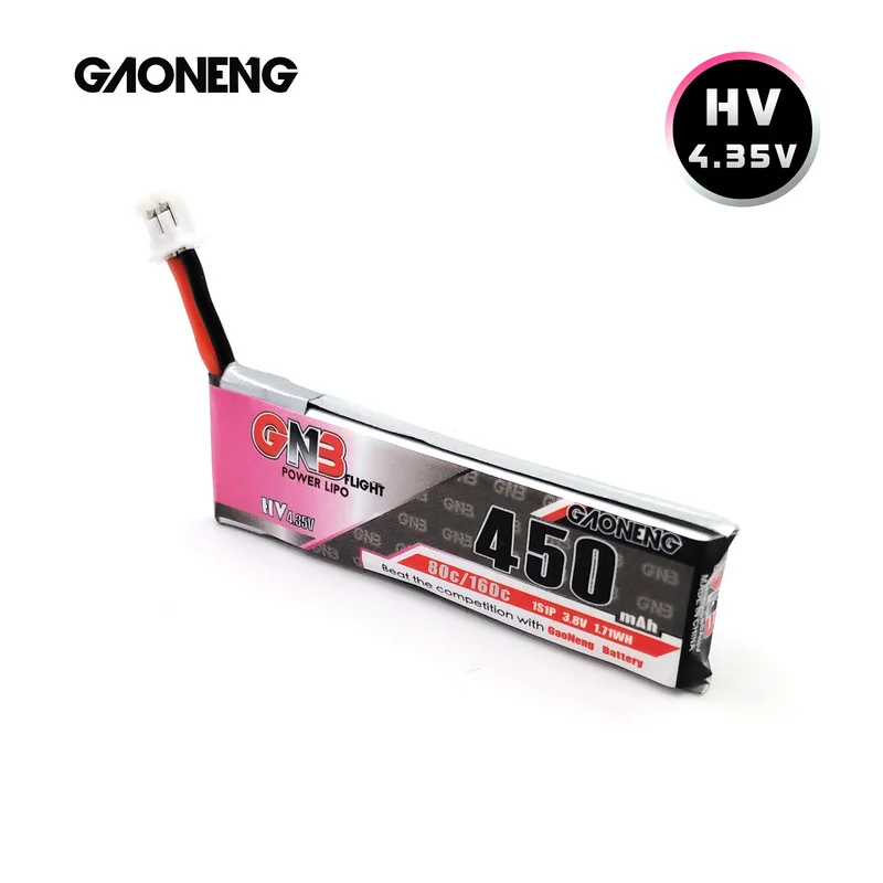 

3 / 5 / 10 PCS GAONENG GNB 4.35V 450mAh 1S 80C HV Battery PH2.0 Plug For Micro Indoor RC FPV Racing Drone Quadcopter