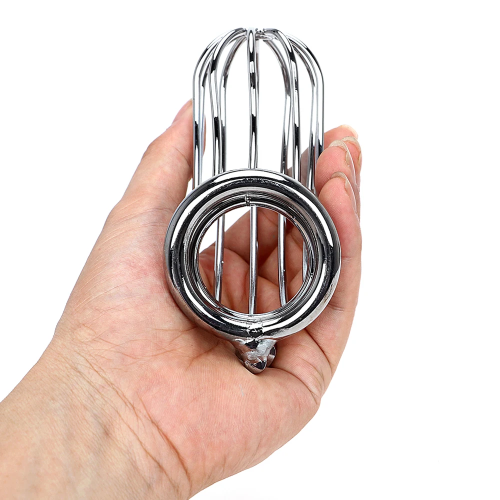 OLO Adult Games Stainless Steel Cock Cage Lockable Sex Toys for Men Penis Cock Ring Sleeve