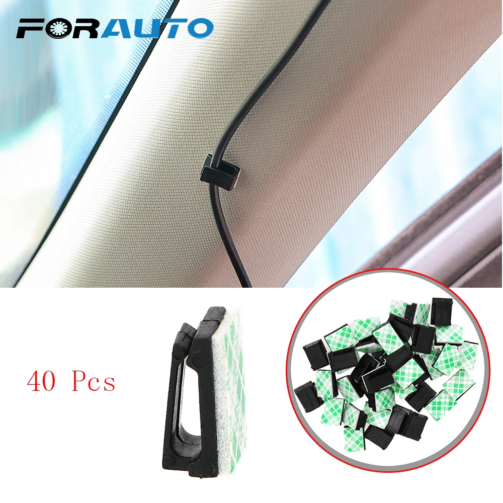 

FORAUTO 40Pcs Car Vehicle Data Cord Cable Tie Mount Wires Fixing Clips Clamp Auto Fasteners Stowing Tidying Interior Accessories