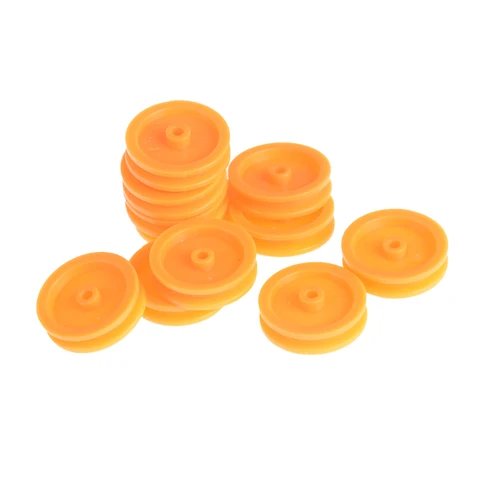 20Pcslot 2mm Hole Orange Plastic Belt Pulley For DIY RC Toy Car Airplane Accessories title=
