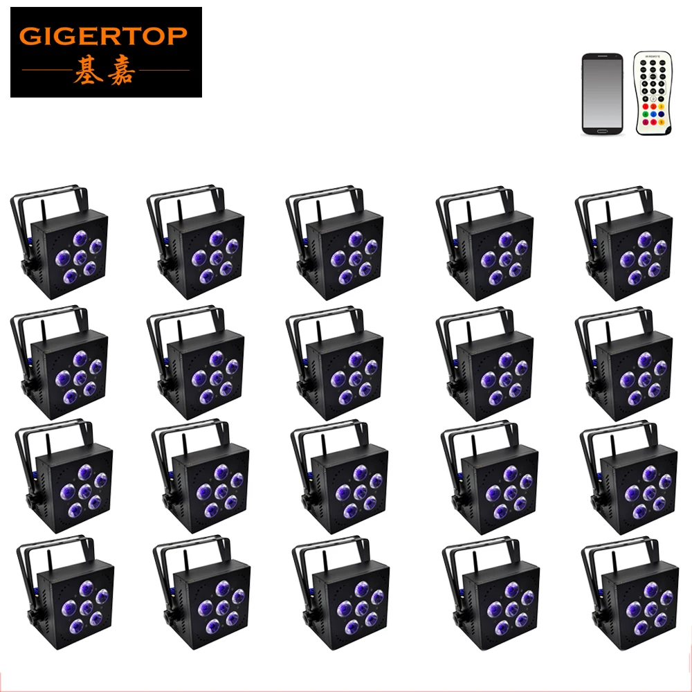 Discount Price 20 Pack 6x18W RGBWA UV 6IN1 Wireless Rechargeable Battery Powered LED PAR Can 64 Led Stage Light Mobile App