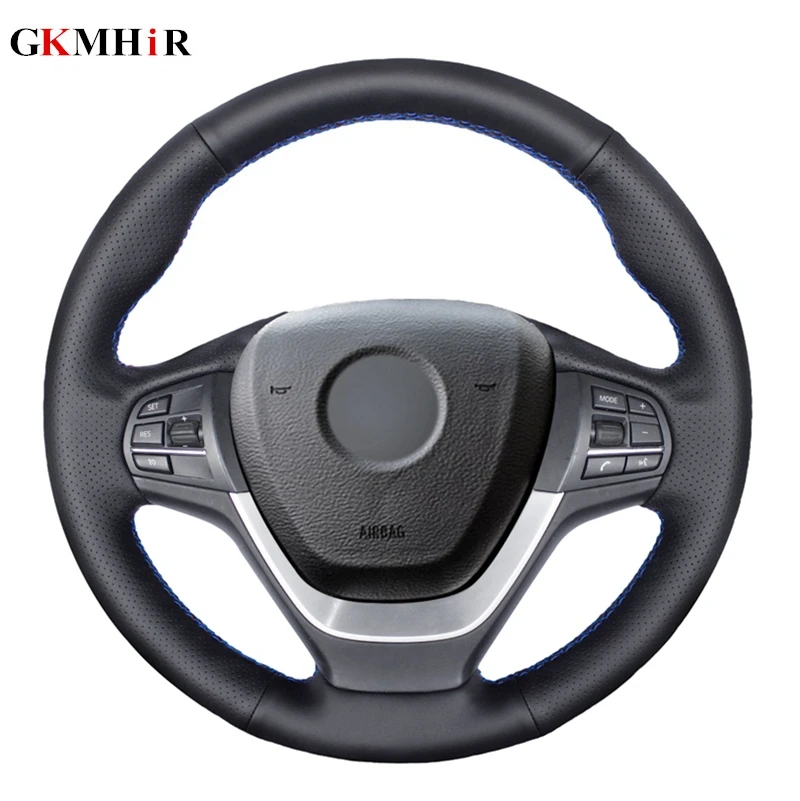 

Hand-stitched Black Artificial Leather Car Steering Wheel Cover Wrap for BMW F25 X3 2011-2015 F26 X4 2014 2015 2016