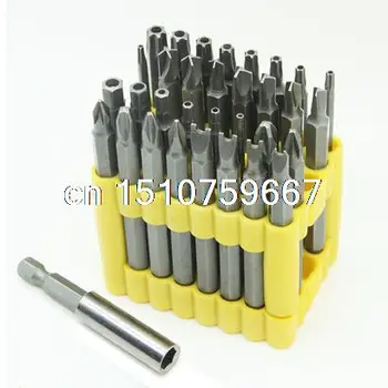 

75mm Long 32PC CRV Security Tamperproof Screwdriver Bits Set with Hollow Torx Star Hex Head and 1/4" Hex Shank Hand Tools