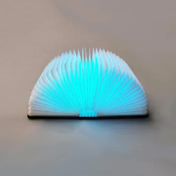 

Folding Innovative USB Rechargeable LED Foldable Wooden Book Shape Desk Lamp Nightlight Booklight Home Accessories