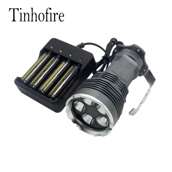 

Tinhofire Super Light 35W 6000 Lumens CREE XM-L 5x T6 LED Flashlight Torch Portable light Lamp+4xbattery+4-slot charger