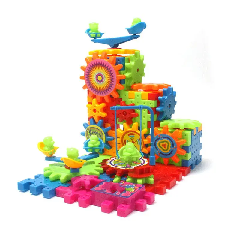 81 шт. Пластиковые Электрические шестерни 3D головоломки строительные комплекты кирпичей Развивающие игрушки для детей Подарки для детей