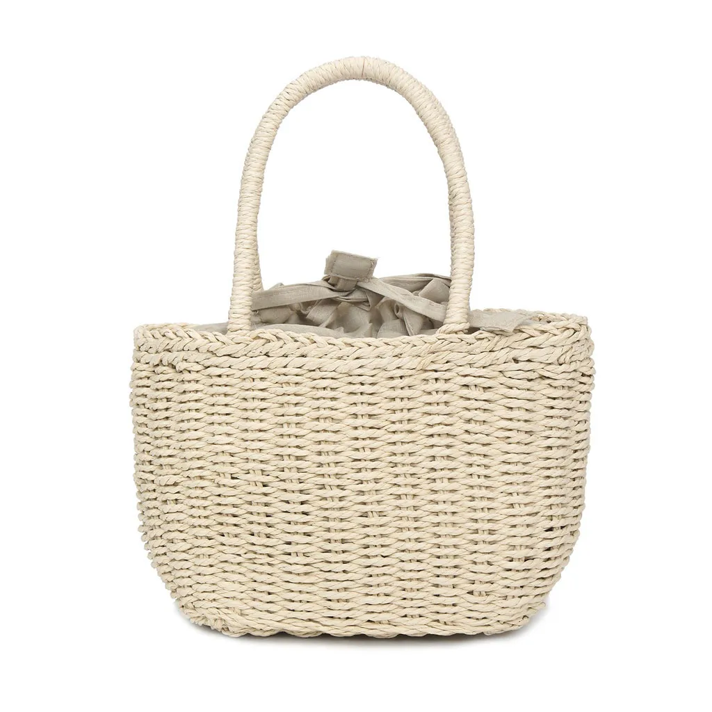

2019 New Straw Beach Bag Vintage Handmade Woven Shoulder Bag Raffia Square Rattan bags Bohemian Summer Vacation Casual Bags