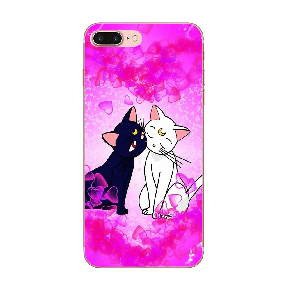 as picture Для Apple IPhone X XS Max XR 4 4s 5 5C 5S SE 6 6 S 7 8 Plus TPU Art онлайн чехол для Сэйлор Мун Луна и Артемис кошки - Цвет: as picture