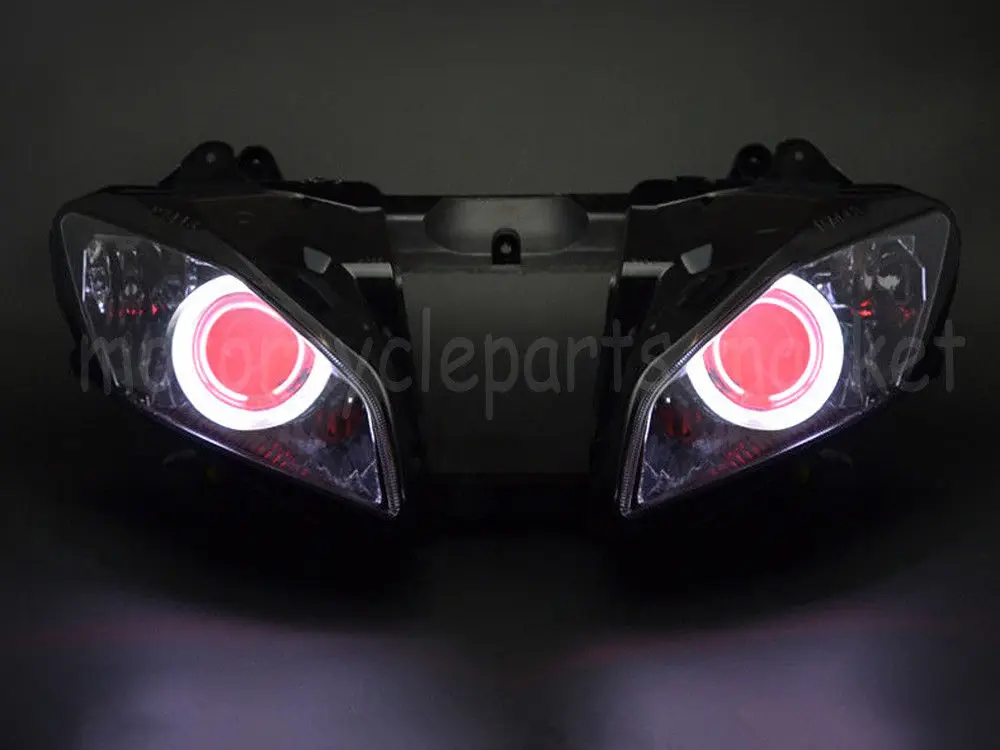 Мотоцикл HID Белый Ангел красный демон глаза проектор фара для Yamaha YZF R6 2008- 2009 2010 2011 2012 2013