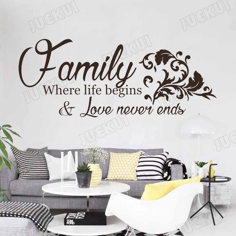 Vinyl Wall Stickers Family Quotes Wall Decor Decals Bedroom Living Room