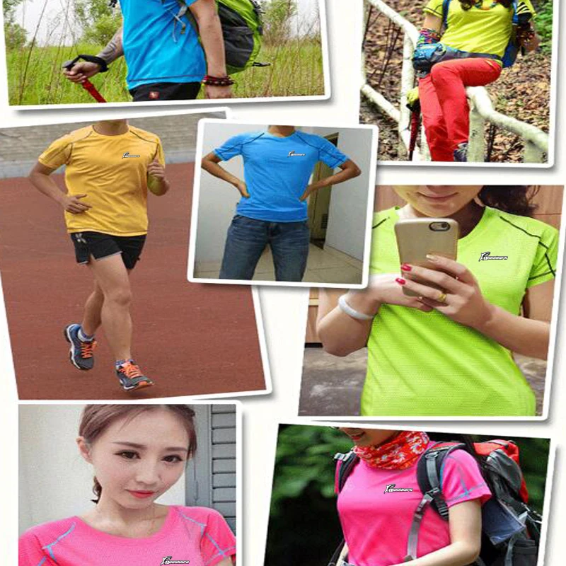 Queshark Professional Sport Quick Dry Running T Shirt Women Men Gym Training Short Sleeve Shirts Jogging Climbing Hiking Tops