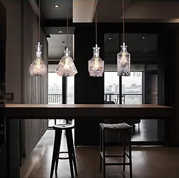 

Glass Bottle LED Pendant Lights G4x4 Modern Nordic Hanglamp For Bedroom Living Room Decoration Bar Cafe Luminaire Suspension