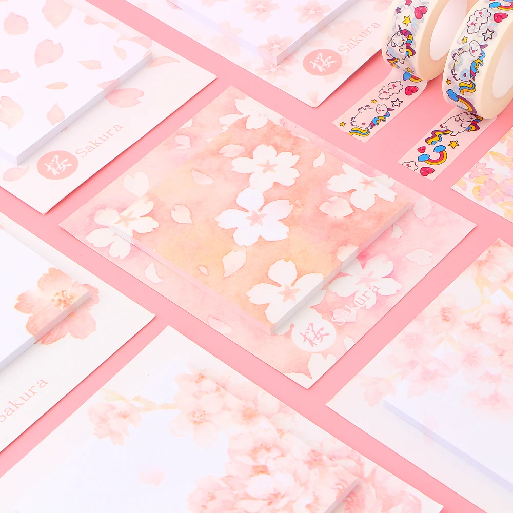 

2Pcs/lot Kawaii Pink Cherry Blossoms Memo Pad Sticky Notes Paper Stickers Notebook Diy Scrapbooking Stationary Stickers