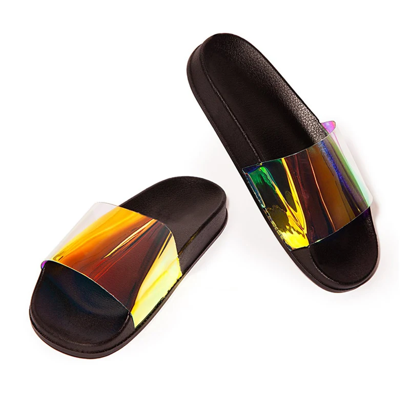 TINO KINO/женские прозрачные летние шлепанцы на плоской подошве; прозрачная обувь ярких цветов; шикарная пляжная обувь; женская обувь с открытым носком; женская обувь размера плюс