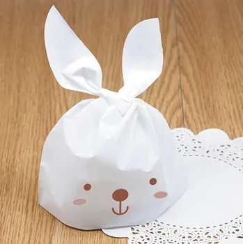 

200 Cute Rabbit Cookie Bag,Bakery Gift Sandwich Candy Packing Plastic Bag