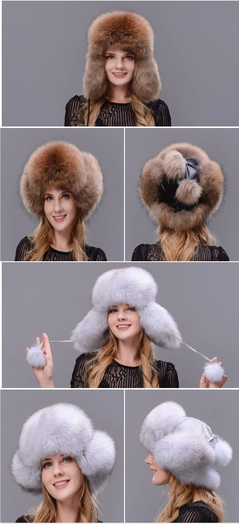 Зимние женские Мех шляпа защищает уши шапка зимняя Лыжный Спорт теплые кожаные с натуральным лисьим Мех или енот Мех Кепки весь Мех
