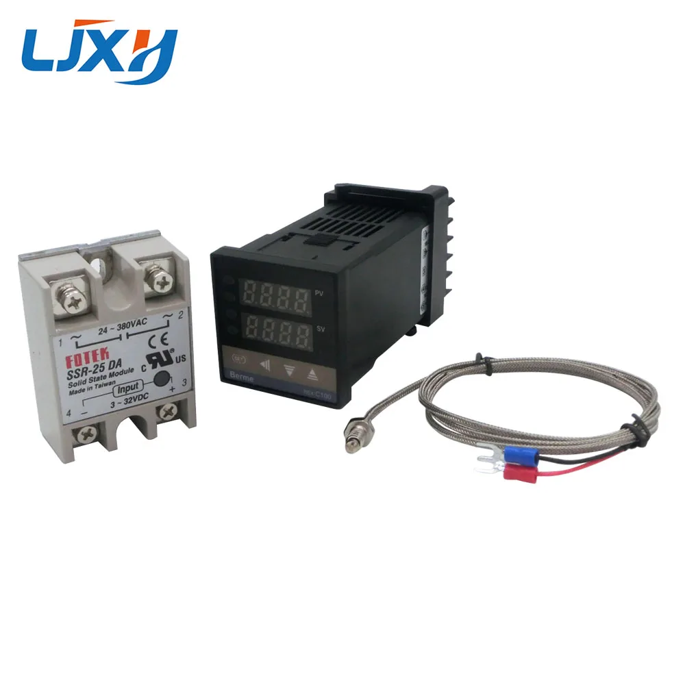  Digital PID Temperature Controller Thermostat REX-C100 Type K Thermocouple Probe SSR Relay for Cont