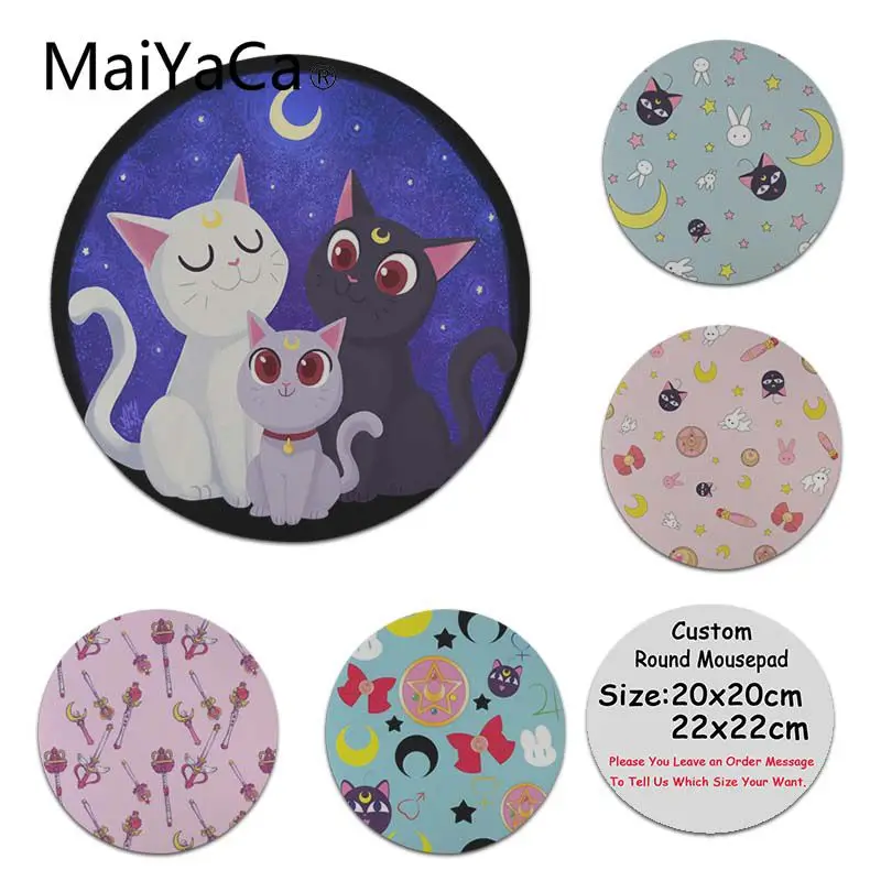 

MaiYaCa 2018 New Sailor Moon cat pattern Silicone Pad to Mouse Game High Speed New Round Mousepad