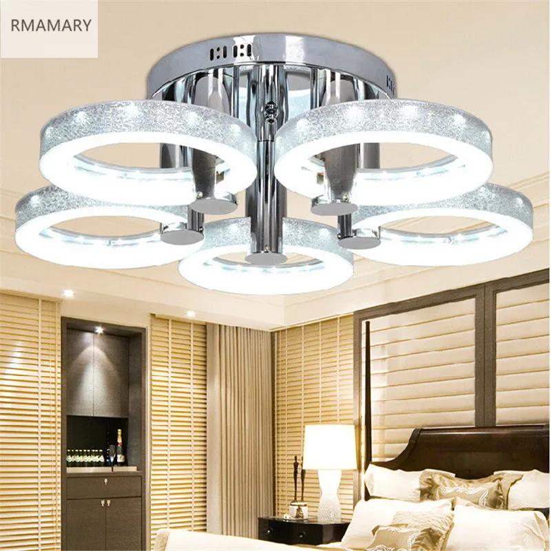 Us 60 06 12 Off 5heads Led Ceiling Light Simple Modern Bedroom Living Room Balcony Red Gold Ceiling Lamp Home Acrylic Lamp Round 110 220v In Ceiling