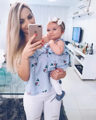 

Mother Daughter Baby Girl Floral Striped Off Shoulder Tops Hole Pants Trouser 2Pcs Outfit Clothes Set
