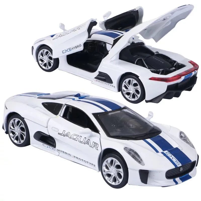 Koop Goede kwaliteit 132 C X75 sportwagen legering model, simulatie spuitgieten geluid en licht terug kracht model ornamenten, gratis verzending