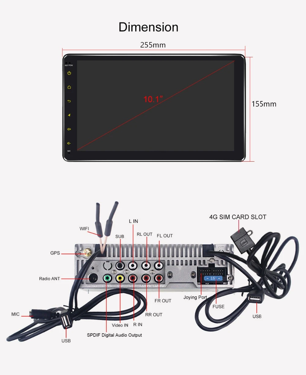 Top 10.1" 1Din 1280*720 Android 8.1 Car Stereo Radio Multimedia Player for Volkswagen/Skoda/Seat DSP GPS Zlink Subwoofer DVR OBD DAB 17
