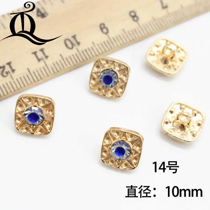 NO14 10mm 10 шт. алмазные черные золотые кнопки со львом прямые поставки с фабрики модели металлические пуговицы 8-13 мм Швейные принадлежности для рубашек и пуговиц - Цвет: NO14 10mm