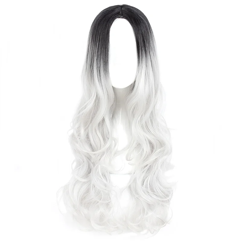 

Mcoser 80CM Synthetic Long Wavy Mix Color Cosplay Party Wig 3 Colors 100% High Temperature Fiber Hair WIG-815