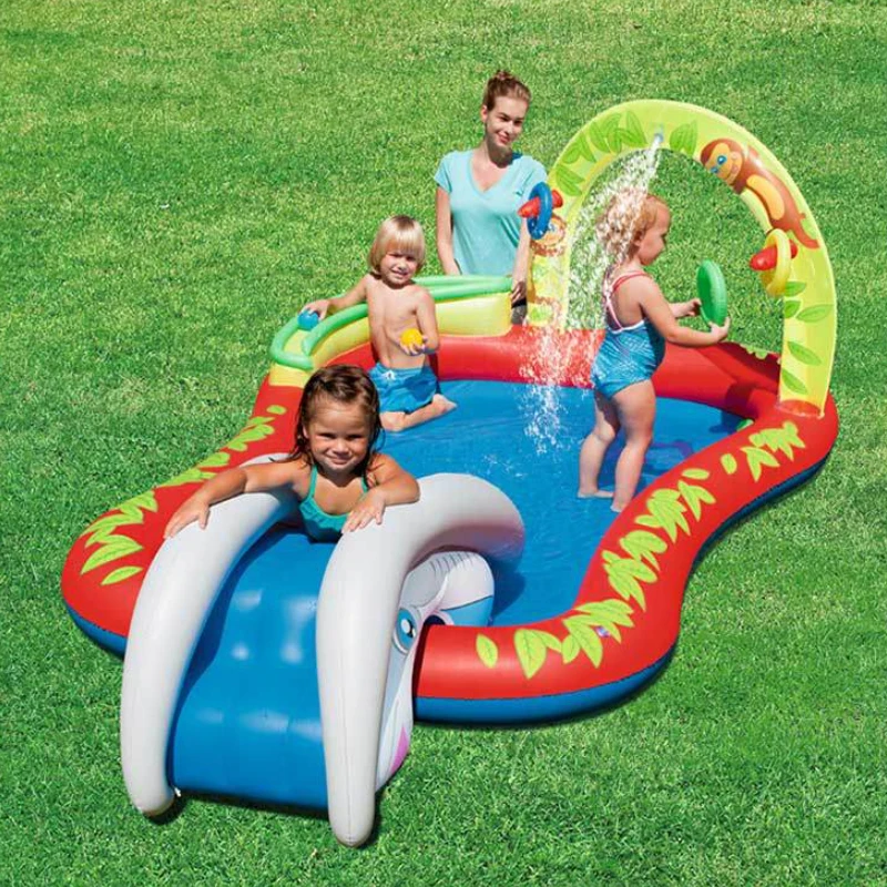 Piscina bébé piscine gonflable en plastique piscine extérieure toboggan Arches avec jet d'eau cadeau pour les enfants