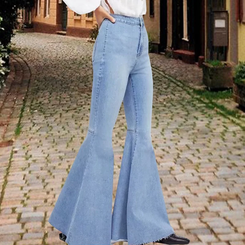 Big bell bottom Women's High Waist Jeans Casual Jeans Women Autumn Thin