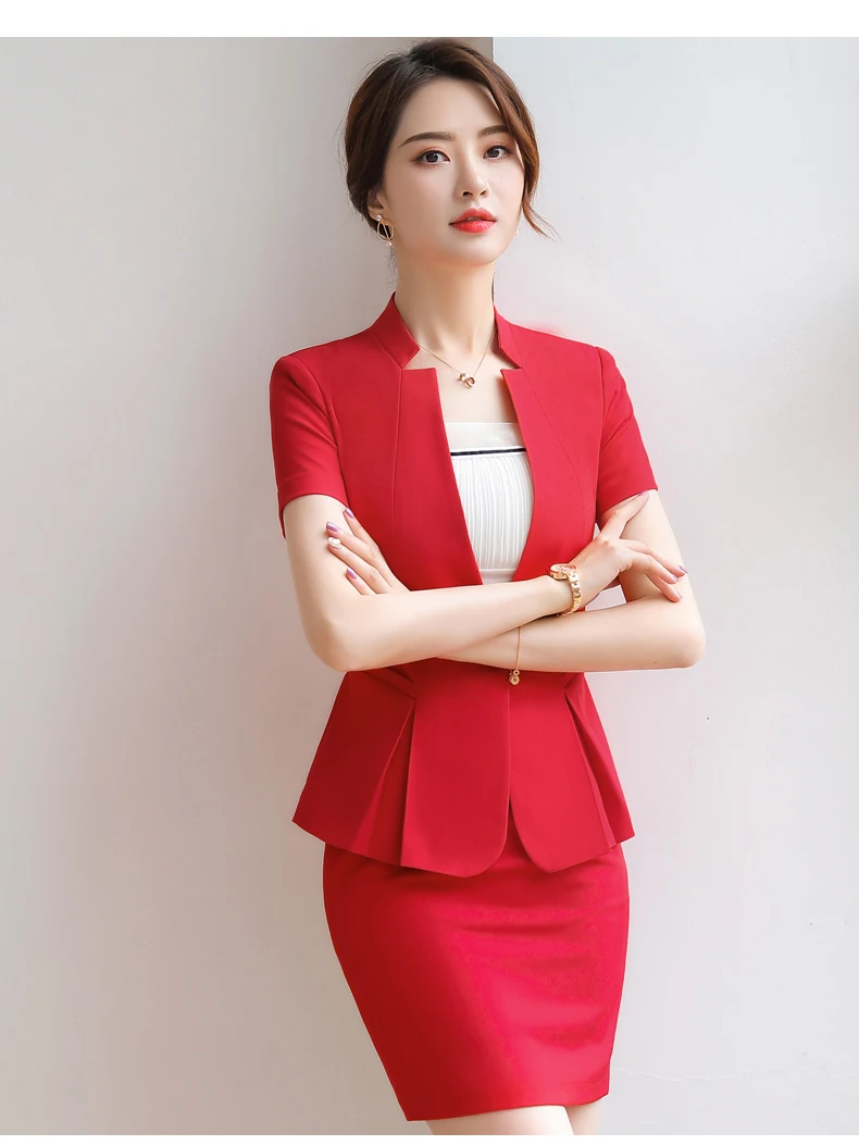 New fashion blazer women professional formal short sleeve slim jacket office ladies business work wear coat