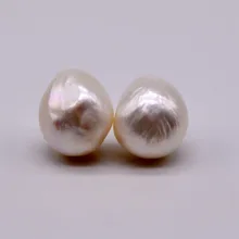 Женские простые серьги. Белый барочный натуральный модельный жемчуг. Серьги из стерлингового серебра 925 пробы. Для женщин серьги с жемчугом