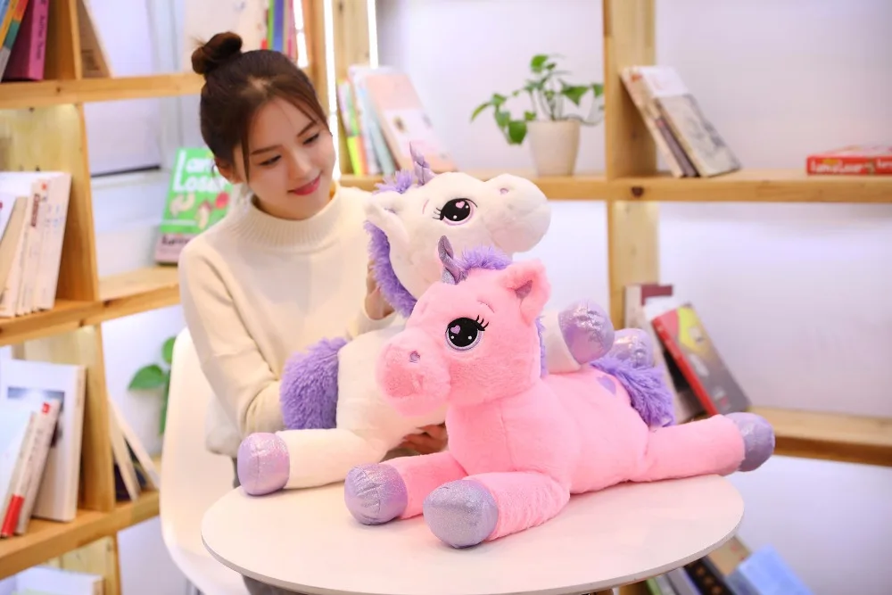 Brinquedos de Pelúcia Brinquedo de Cavalo de Pelúcia Unicórnio Branco Gigante Macio Unicornio Peluche Boneca Presente Crianças Foto Adereços 85 cm - 100 12 de pelúcia unicórnio gigante brinquedo de cavalo