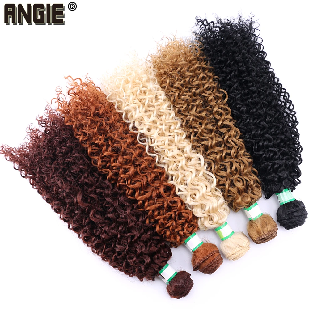 100 Gram 14-30 inch Afro Kinky Curly Hair Extension golden pure color Bundles Heat Resistant Synthetic Hair Weaving for Women