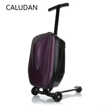 ПК 21 дюйм студентов чемодан-скутер мальчик крутой тележки случае 3D экструзии бизнес путешествия скейтборд багаж ребенок