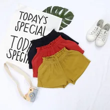 Модные летние шорты для маленьких девочек Однотонные свободные пляжные шорты для маленьких девочек Детские шорты с эластичной резинкой на поясе и на штанах