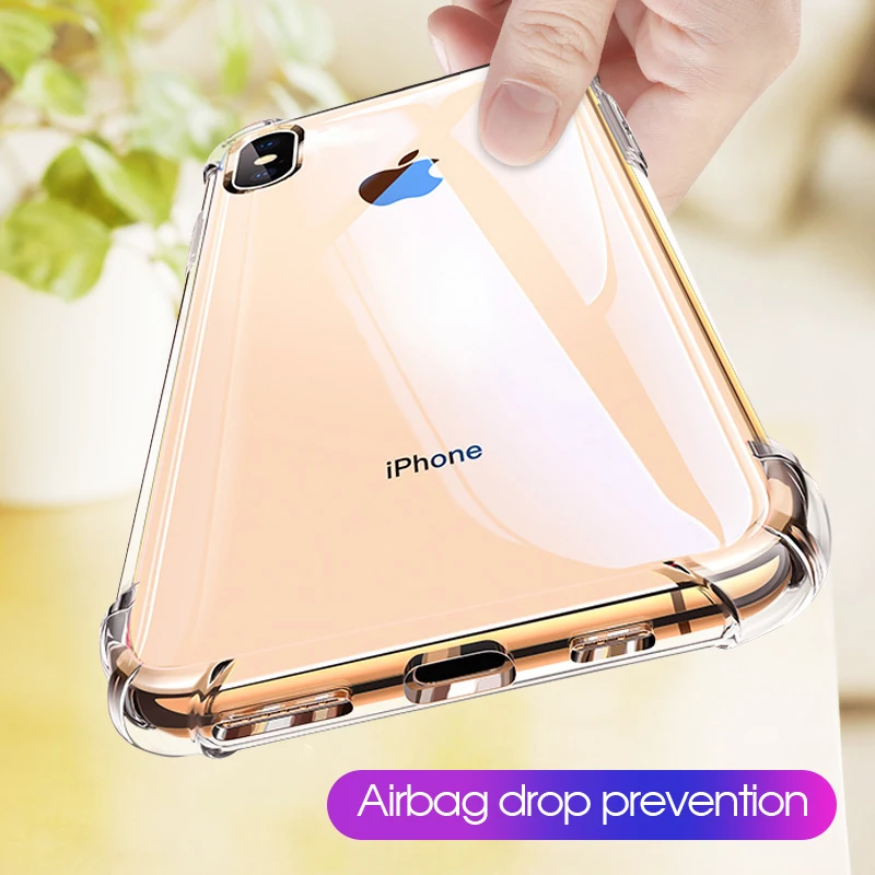 

360 Degree Airbag Soft TPU Case For iPhone Xs Max Anti-Knock Clear Transparent Silicone Cover For iPhone Xr Xs X 8 7 6 6s Plus