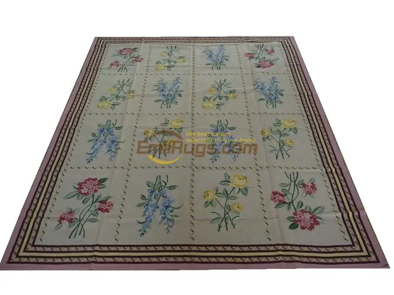 All - Floral Fine Needle Embroidered Carpet Handmade French Auburn Pine Foot 100% Wool Carpet Handmade Classic Knitting