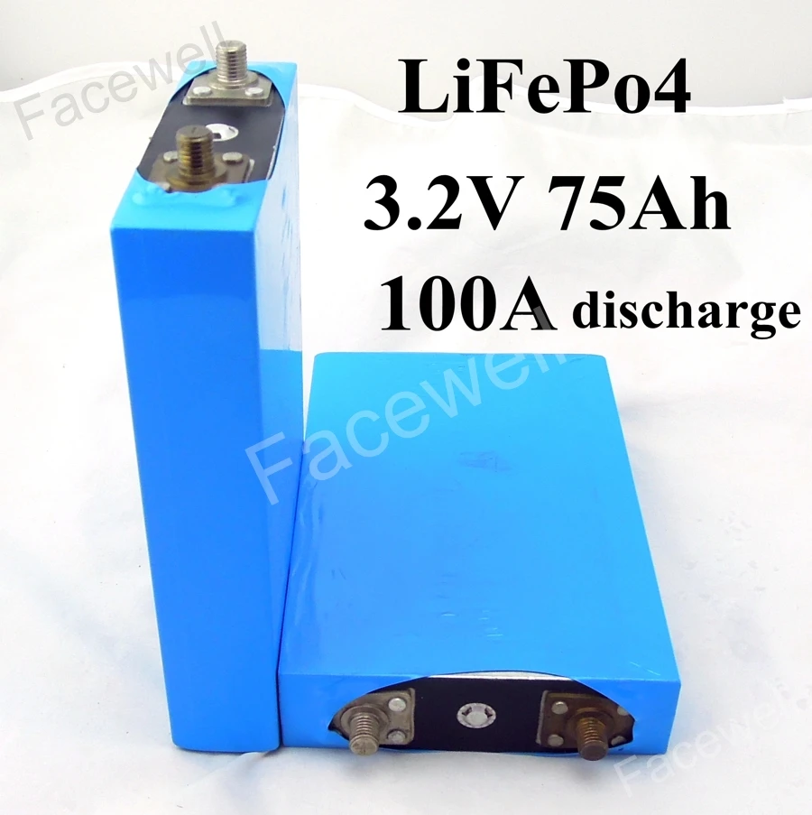 Аккумулятор lifepo4 с большой емкостью 3 2 в 2в ячейки 75ач 100А для самостоятельной