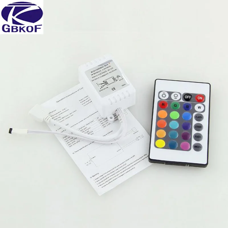 DC12V 24 Keys IR Remote RGB Controller for SMD2835/3528/5050/5730/5630/3014 RGB LED Strip lights Mini Controller
