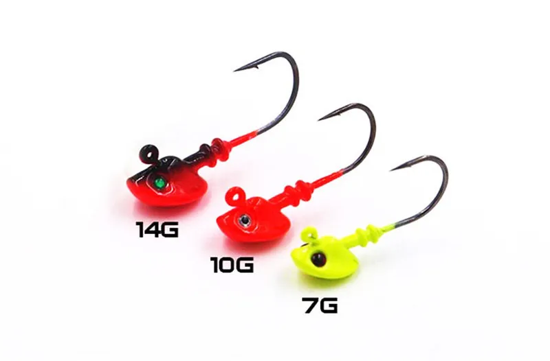 1 Piece Fish Head Fishing Hooks 7g10g14g Lead Head Fishhooks Jig Head Hook Fishing Tackle Accessories Random Color (1)