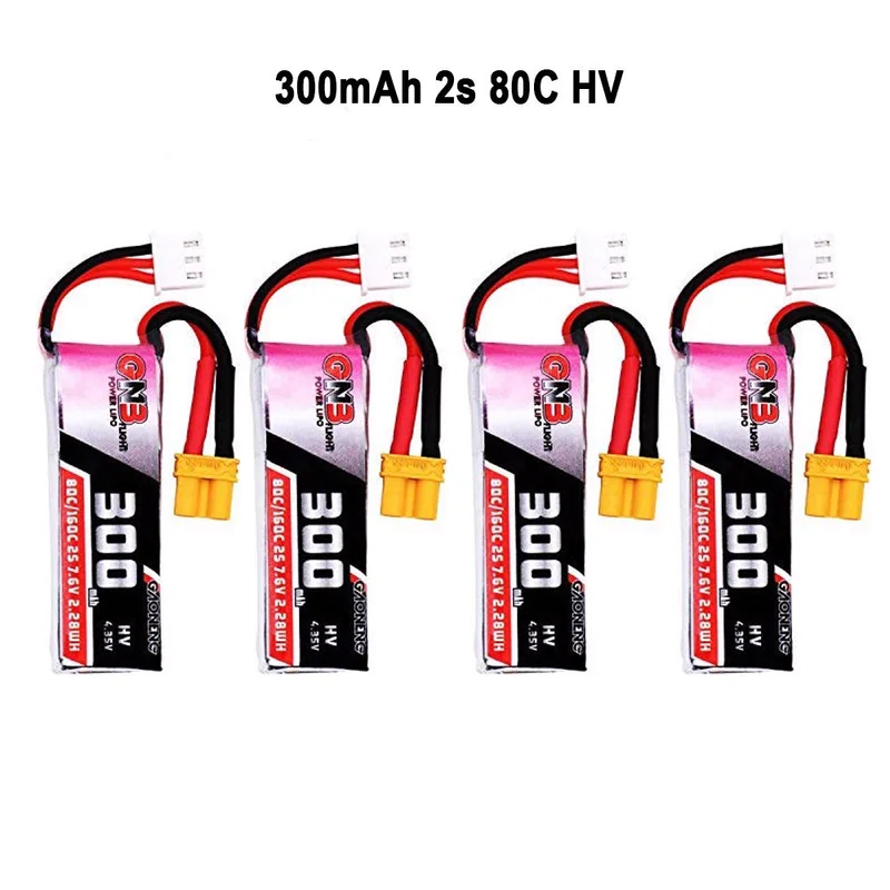 

2pcs GNB 300mAh 2S LiPo Battery 80C/160C HV 7.6V XT30 Plug for BETAFPV Beta75X 2S Beta65X 2S Whoop Drones
