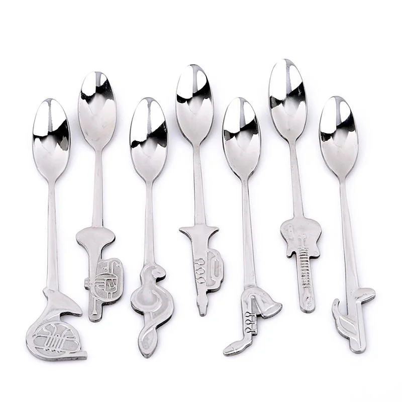 

7Pcs Creative Musical Note Shape Handle Design Coffee Spoon Stainless Steel Tea Dessert Fruit Spoon