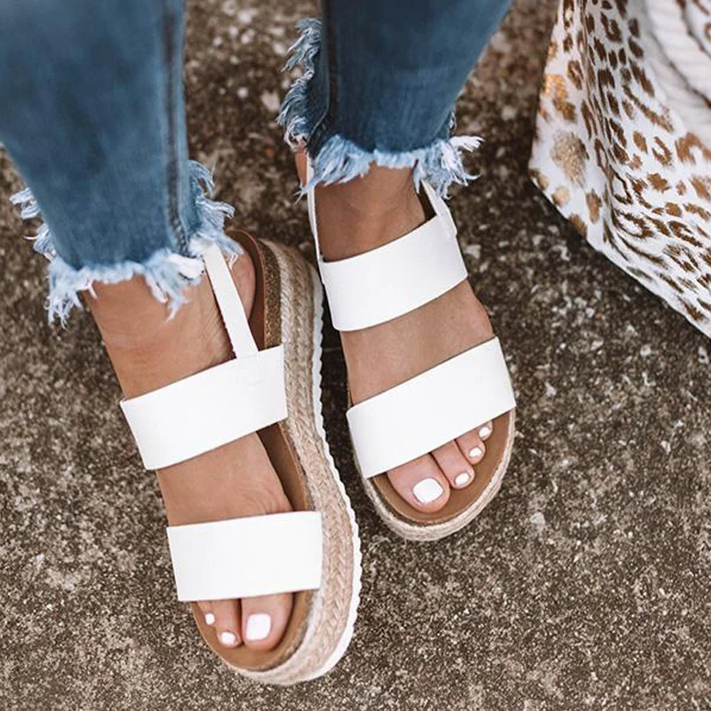 

LASPERAL Women Sandals 2019 New Platform Sandals With Wedges Shoes For Women Summer Chaussures Femme Leather Chunky Heels Sandal
