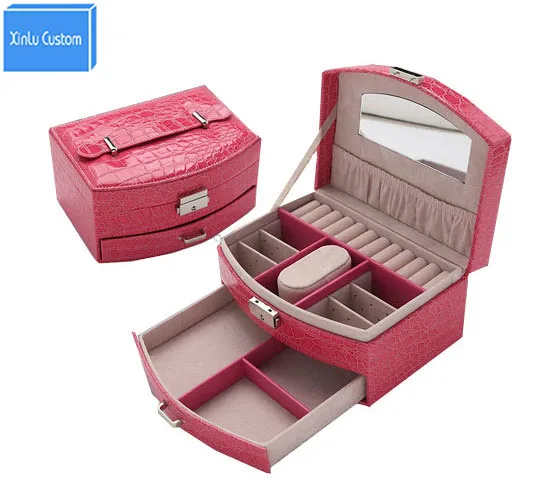 Multifunctional Leather Travel Suitcase For Watch Jewelry Comestic Case Fashion Women Gift Box 