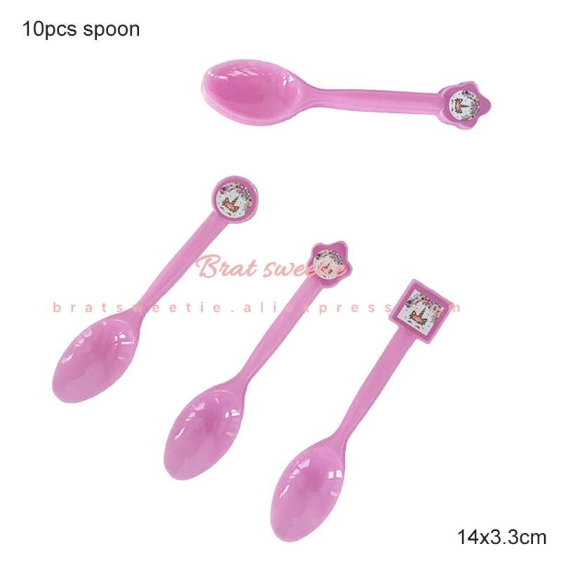 B unicorn spoon Единорог вечерние Unicornio счастливый плакат "с днем рождения" шары для детей украшение для именинного торта дети партии украшения сувениры Поставки - Цвет: B unicorn spoon
