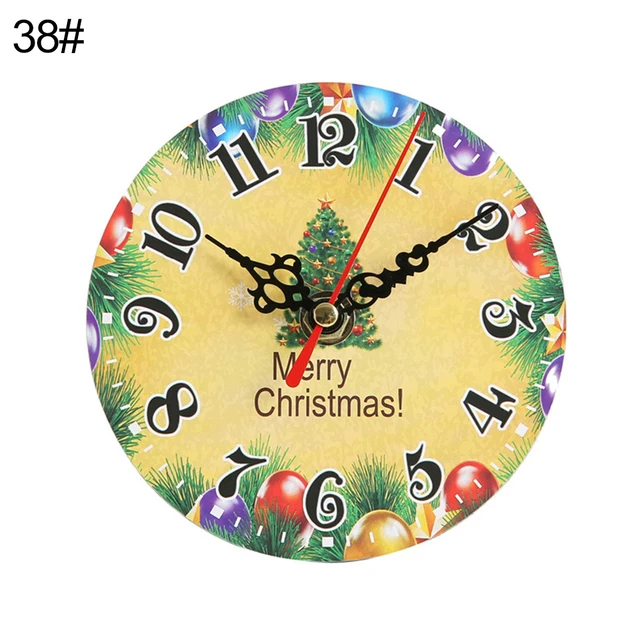 Vintage Round Christmas Tree Santa Claus Wall Clock Home Bedroom
